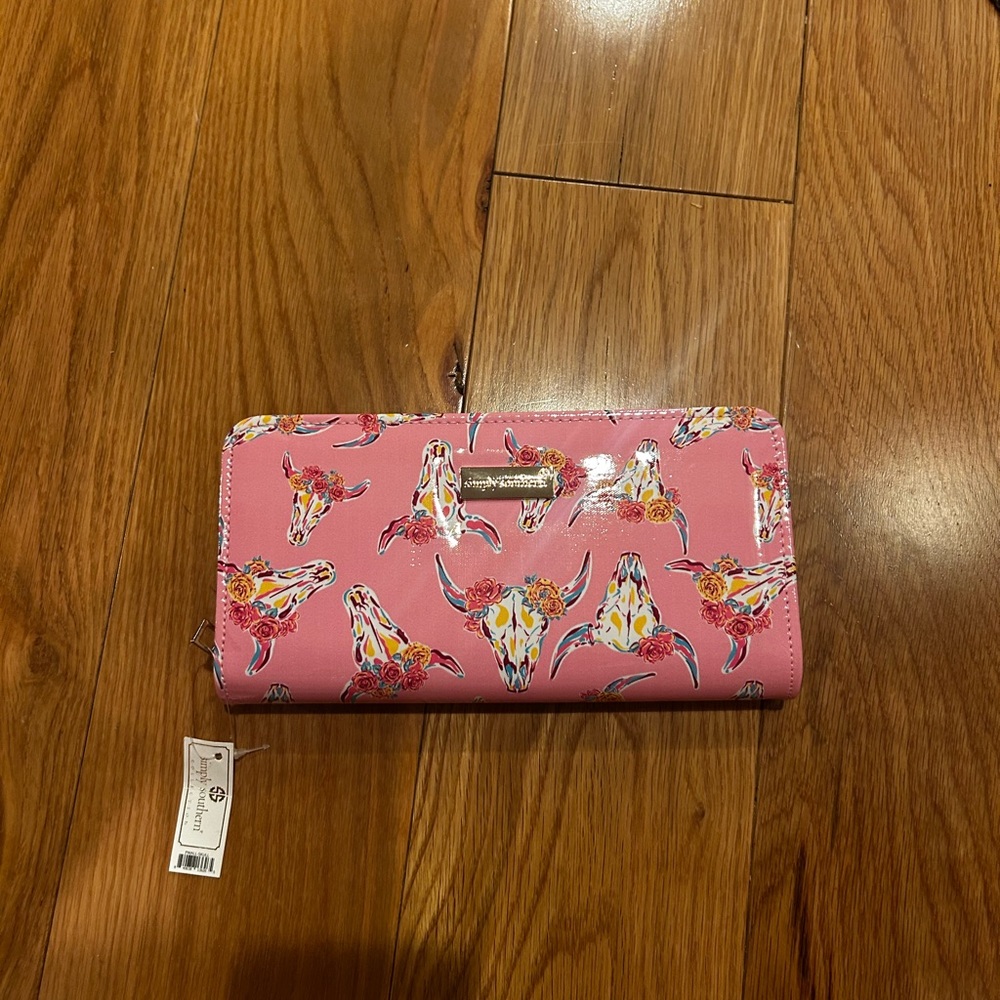 NWT Pink Wallet with Western Floral Skull Print